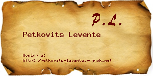 Petkovits Levente névjegykártya
