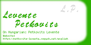 levente petkovits business card